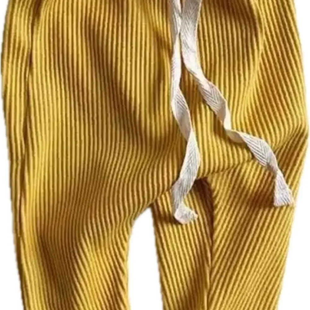 New Ribbed solid color cotton pants toddler gold 18-24 months